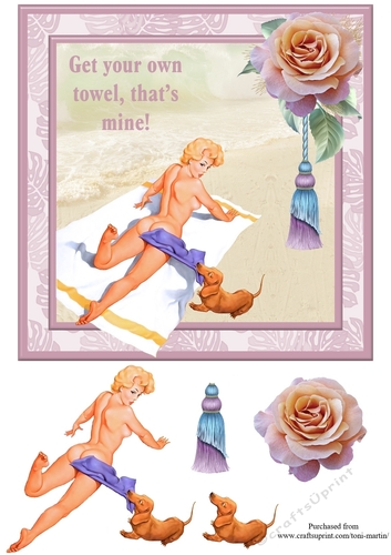 Get your own towel, thats mine! - Humorous Card Topper & Decoupage