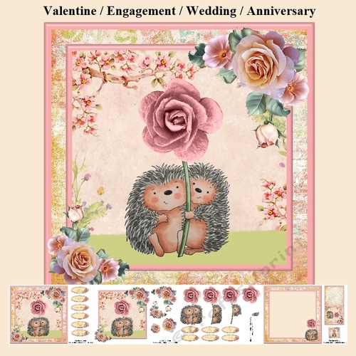 Hedgehog Love Mini Kit & Decoupage - Wedding / Anniversary / Valentines / Engagement