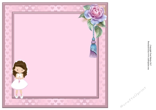 First Holy Communion Girl (brown) Card Insert - blank