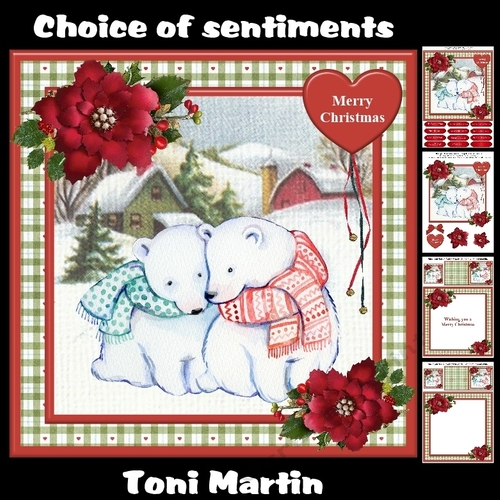 Christmas polar bears card mini kit & decoupage