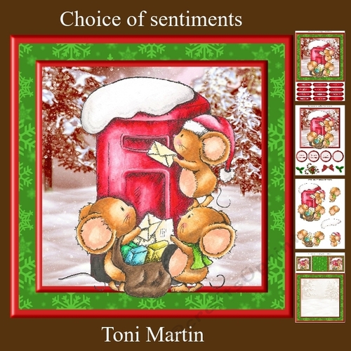 Christmas Mice Post Box Card MIni Kit & Decoupage