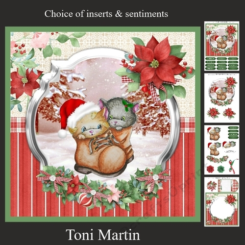 Christmas time kittens card mini kit & decoupage