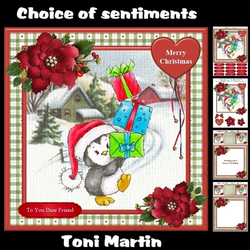 Percy Penguins Christmas Tower Card Mini Kit & Decoupage