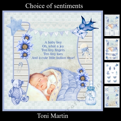New Baby Boy Card Mini Kit & Decoupage