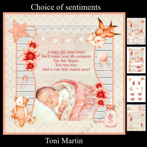 New Baby Girl Card Mini Kit & Decoupage