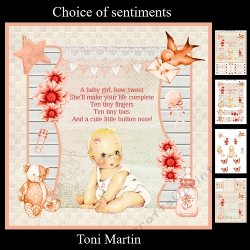 New Baby Girl Card Mini Kit & Decoupage