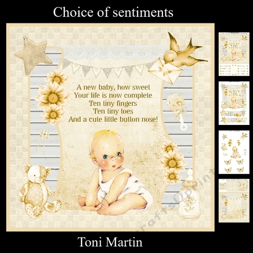 New Baby Neutral Unisex Card Mini Kit & Decoupage