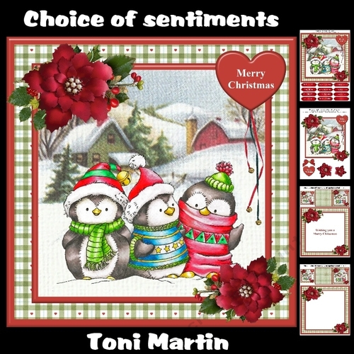 Three chilly penguins christmas mini kit & decoupage