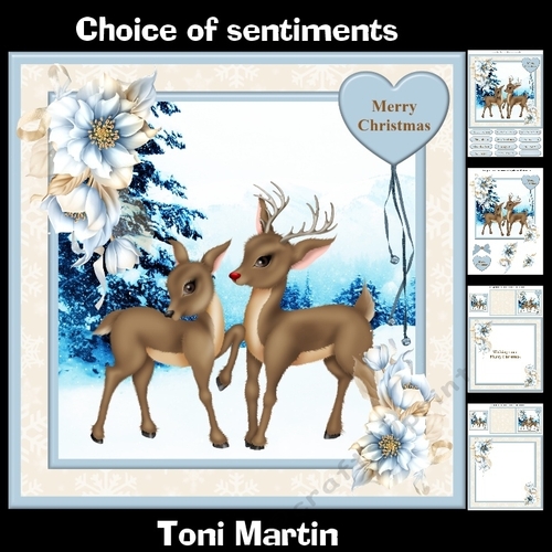Christmas Reindeers Card Mini Kit & Decoupage