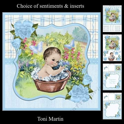 Lil Vintage Baby Boy Card Mini Kit & Decoupage