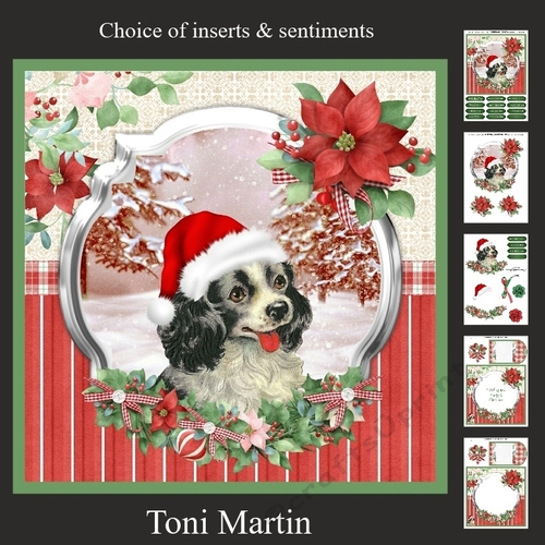 Christmas time spaniel card mini kit & decoupage