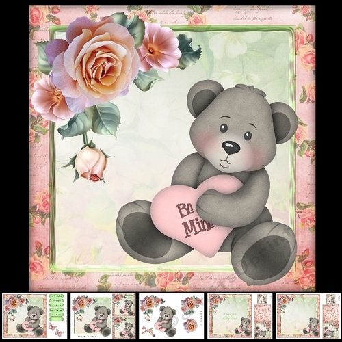 I Love you Beary Much Mini Kit & Decoupage - Valentines / Anniversary 