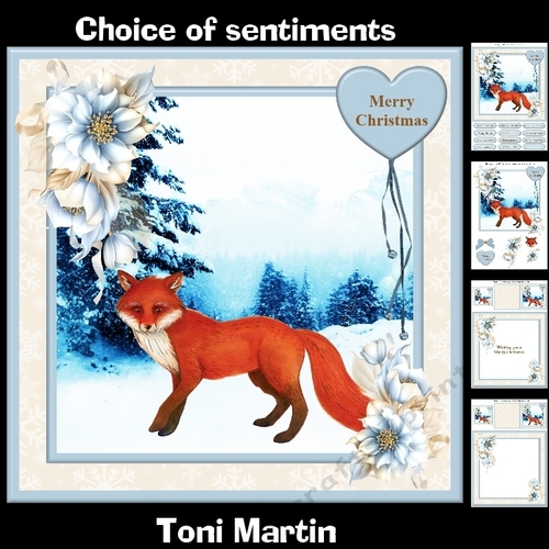 Beautiful Fox Christmas Card Mini Kit & Decoupage
