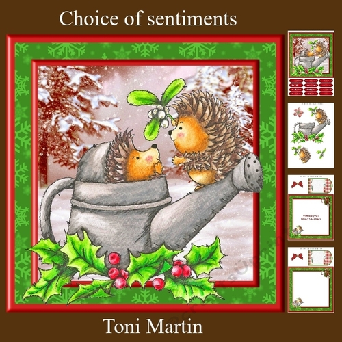 Hedgehog mistletoe kisses mini kit & decoupage 