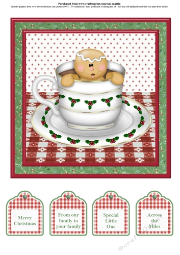 Teacup Gingerbread Man 7x7 Card Topper & sentiments
