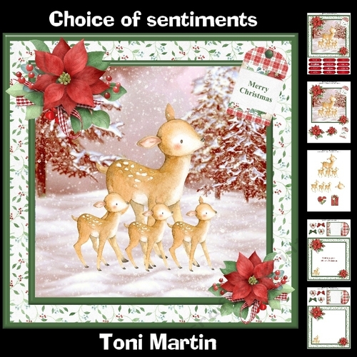 Deer family christmas mini kit & decoupage