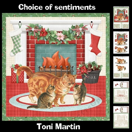 Cats by the fire christmas mini kit & decoupage