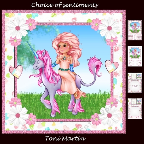 Princess & Unicorn 8x8 Card Mini Kit & Decoupage