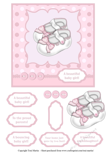 Cute Little Shoes - Baby Girl Topper & Decoupage