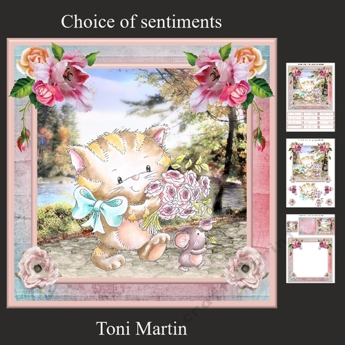 Kittys Bouquet Card Mini Kit & Decoupage