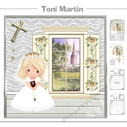 First Holy Communion Card Mini Kit & Decoupage (blonde hair)