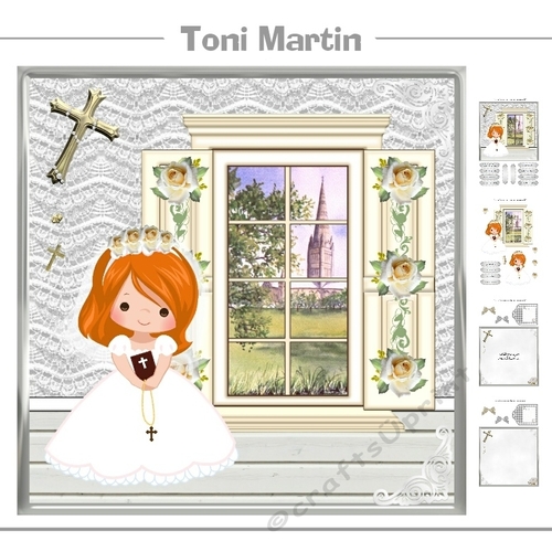 First Holy Communion Card Mini Kit & Decoupage (red hair)