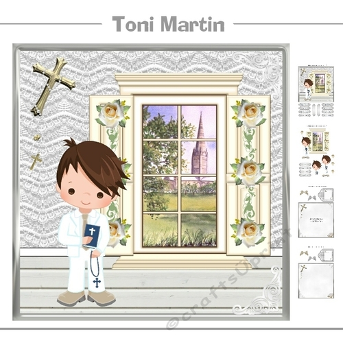 First Holy Communion Boy Card Mini Kit & Decoupage (brown hair)