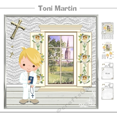 First Holy Communion Boy Card Mini Kit & Decoupage (blonde hair)