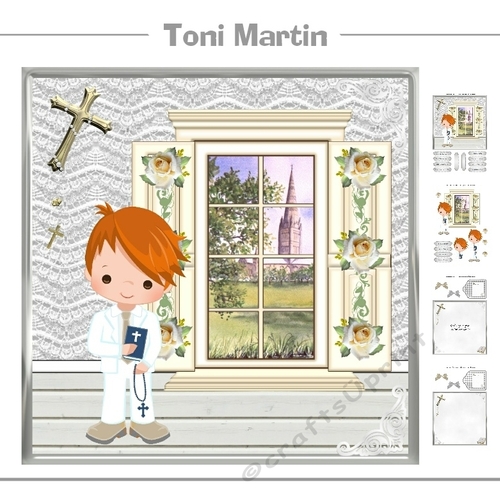 First Holy Communion Boy Card Mini Kit & Decoupage (red hair)
