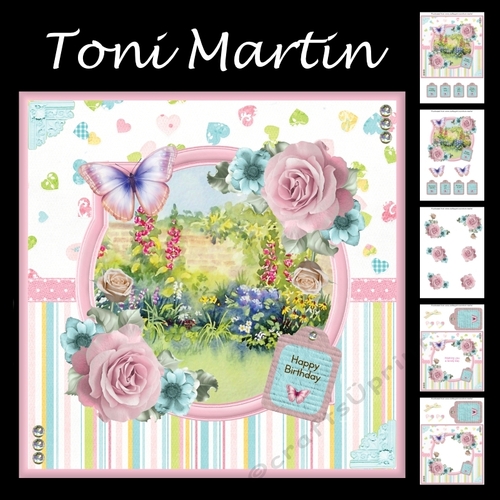 Butterfly garden scene card mini kit & decoupage