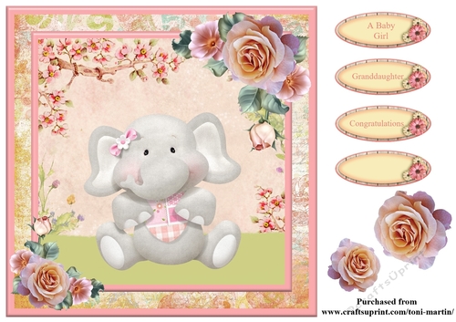 New Baby Girl Card Topper & Decoupage
