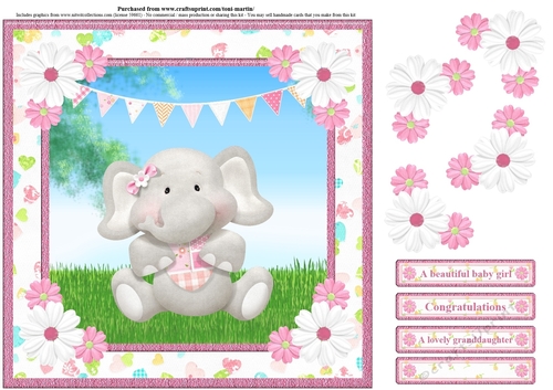 New Baby Girl Card Topper & Decoupage
