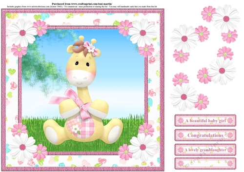 New Baby Girl Card Topper & Decoupage