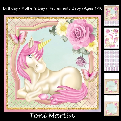 Pretty unicorn card mini kit & decoupage - Ages 1-10