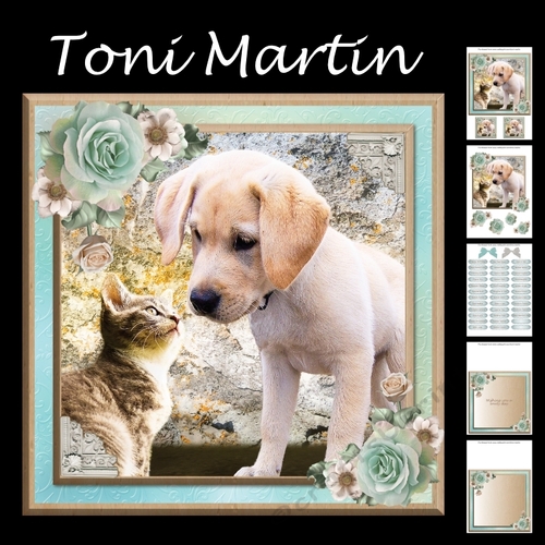 Best friends - Cute puppy & kitten card mini kit & decoupage