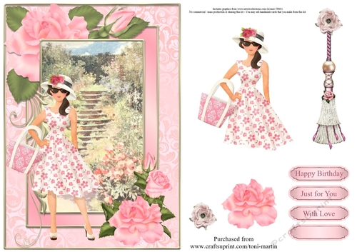 Elegant lady card topper & decoupage