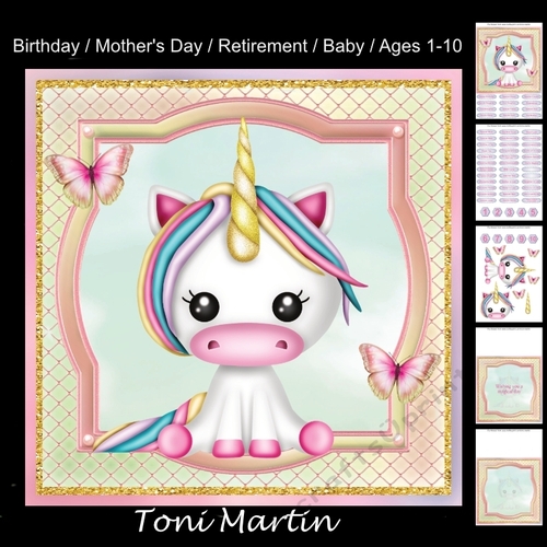 Little rainbow unicorn card mini kit & decoupage - Ages 1-10