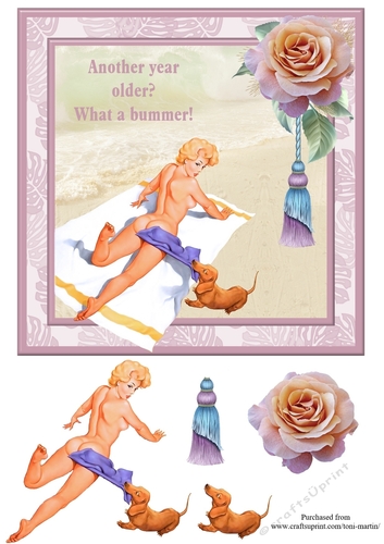 Another year older? What a bummer! - Humorous Birthday Card Topper & Decoupage