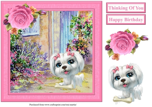 Cute Puppy Scene Topper & Decoupage