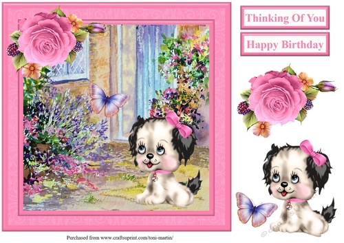 Cute Puppy Scene Topper & Decoupage