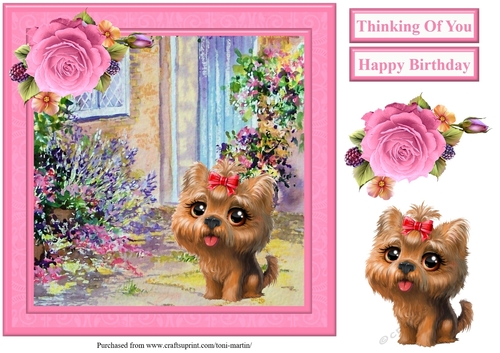 Cute Puppy Scene Topper & Decoupage