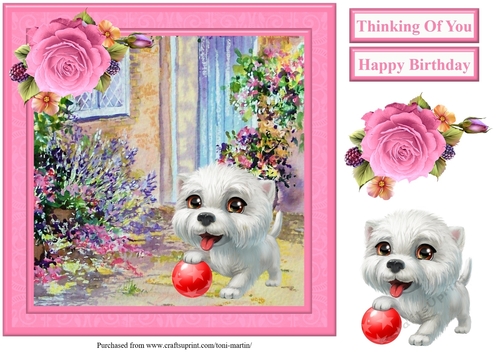 Cute Puppy Scene Topper & Decoupage