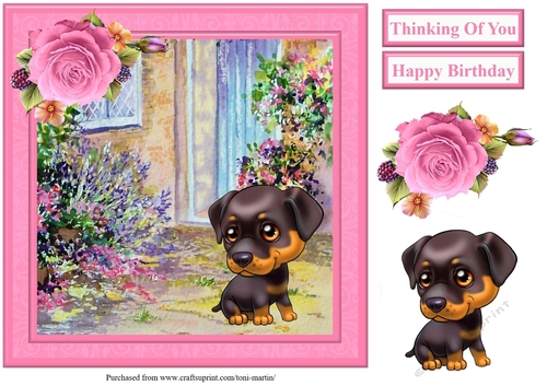Cute Puppy Scene Topper & Decoupage