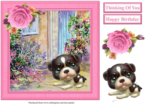 Cute Puppy Scene Topper & Decoupage
