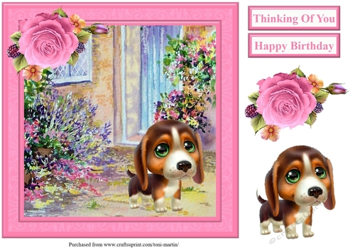 Cute Puppy Scene Topper & Decoupage