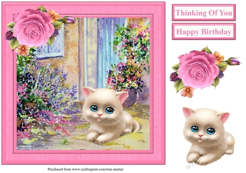 Cute Kitten Scene Topper & Decoupage