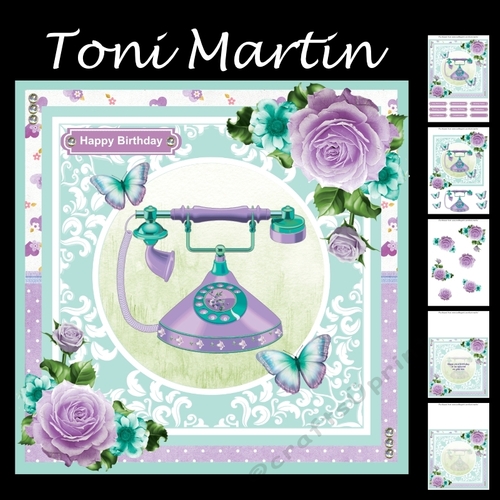 Vintage Telephone Card Mini Kit & Decoupage - Purple