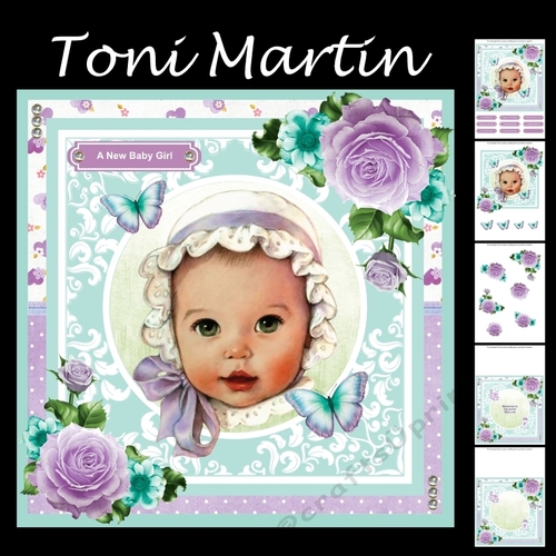 Vintage Baby Girl Card Mini Kit & Decoupage