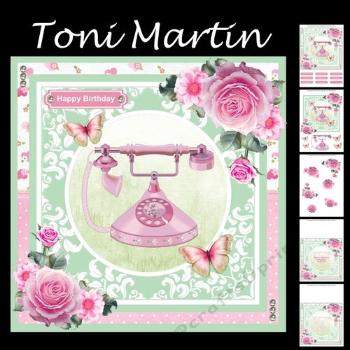 Vintage Telephone Card Mini Kit & Decoupage - Pink