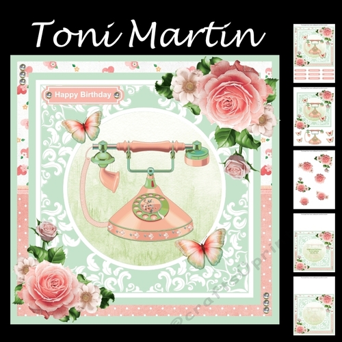 Vintage Telephone Card Mini Kit & Decoupage - Peach 